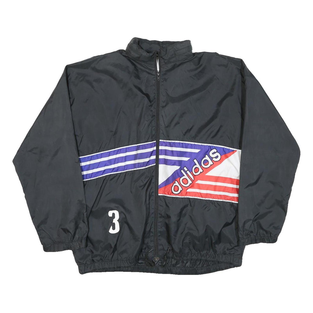 ADIDAS Mens Black Blue & Red Zip Jacket L Polyester Blend Sportswear