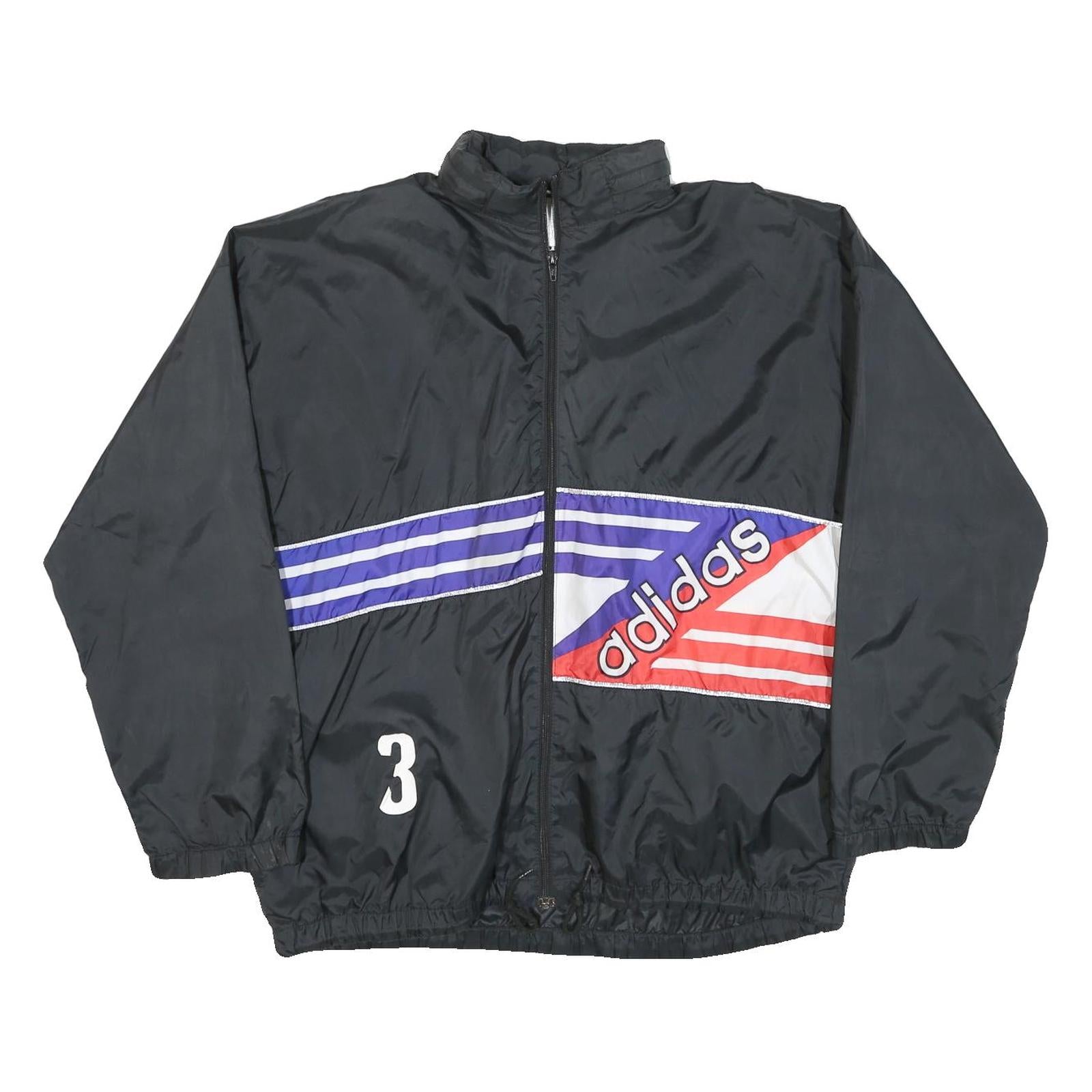 ADIDAS Mens Black Blue & Red Zip Jacket L Polyester Blend Sportswear