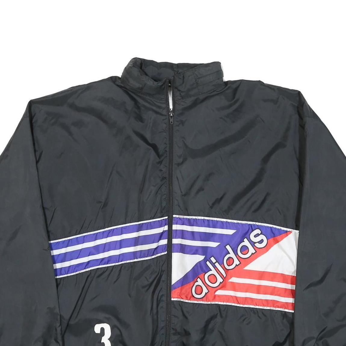 ADIDAS Mens Black Blue & Red Zip Jacket L Polyester Blend Sportswear