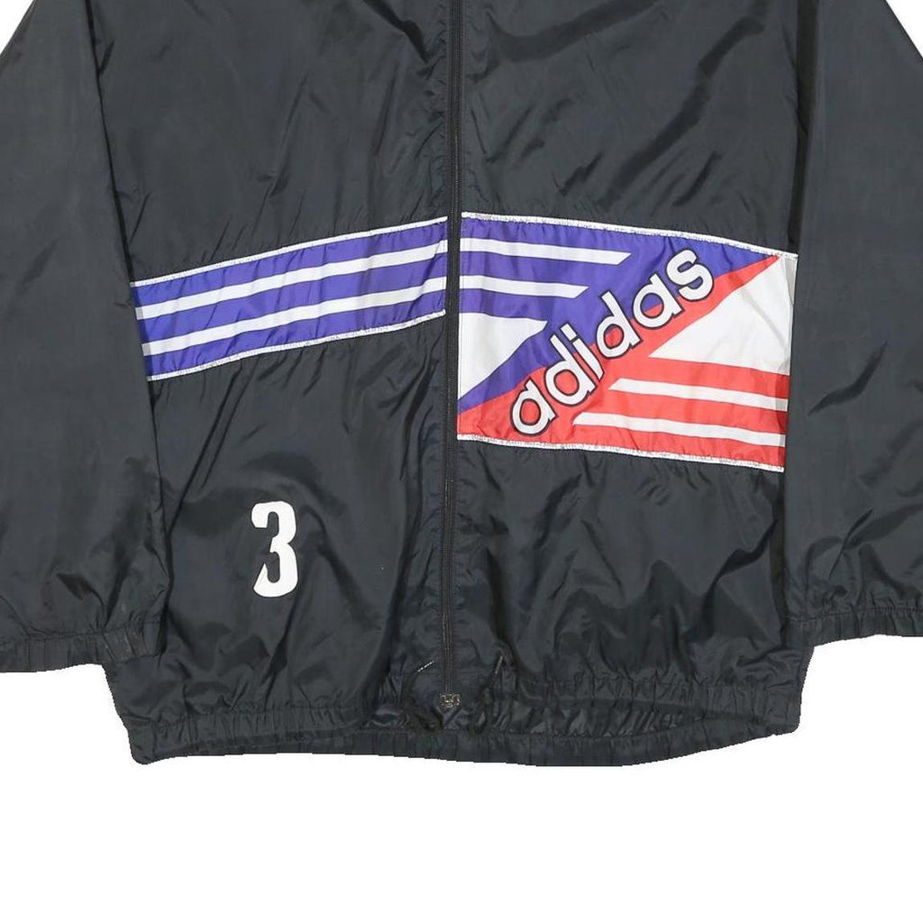 ADIDAS Mens Black Blue & Red Zip Jacket L Polyester Blend Sportswear