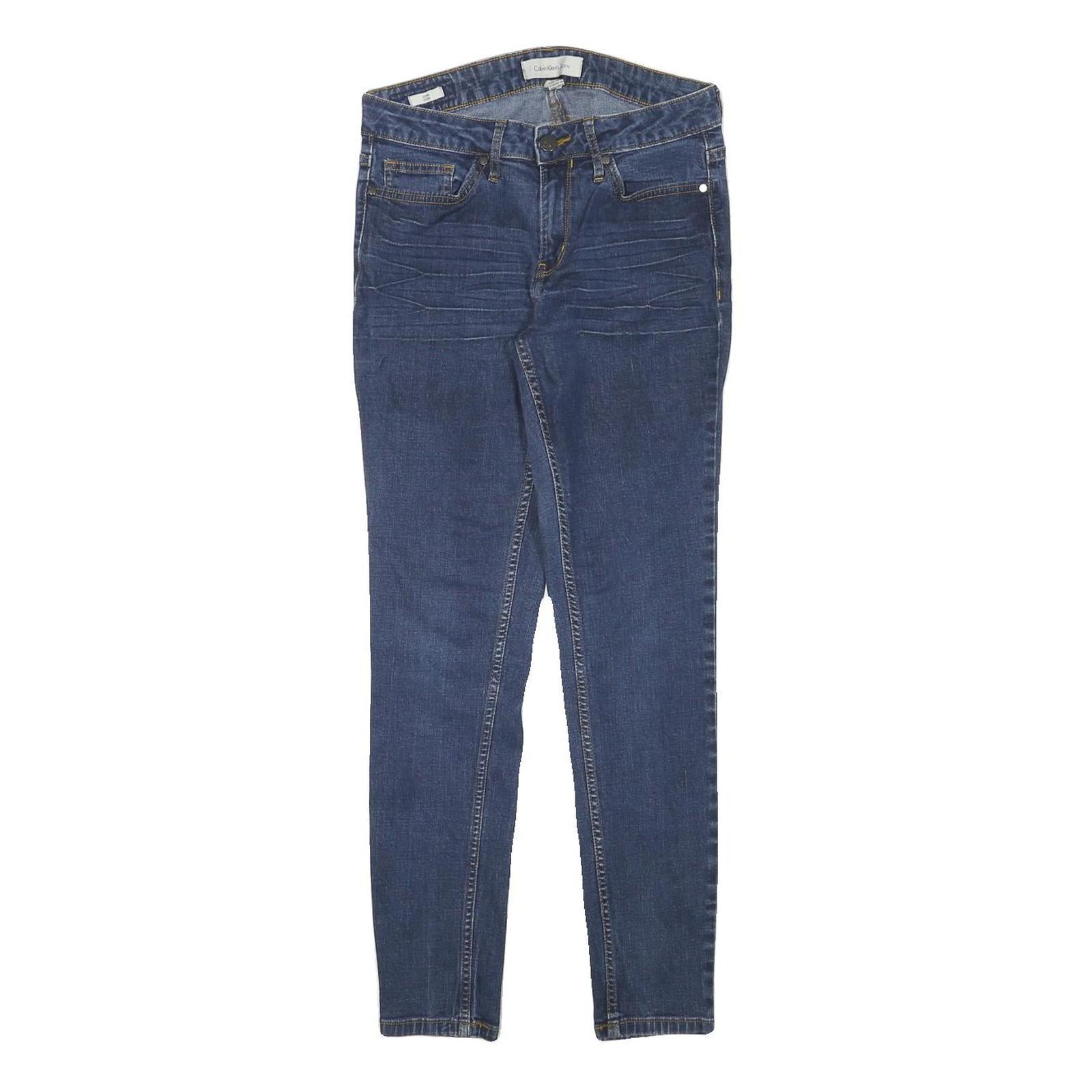 CALVIN KLEIN JEANS Womens Slim Blue Denim Slim Jeans W26 L28 Stretch Zip