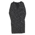 DKNY Womens Black & White Polka Dot Day Dress Polyester Blend Long Sleeve Knee