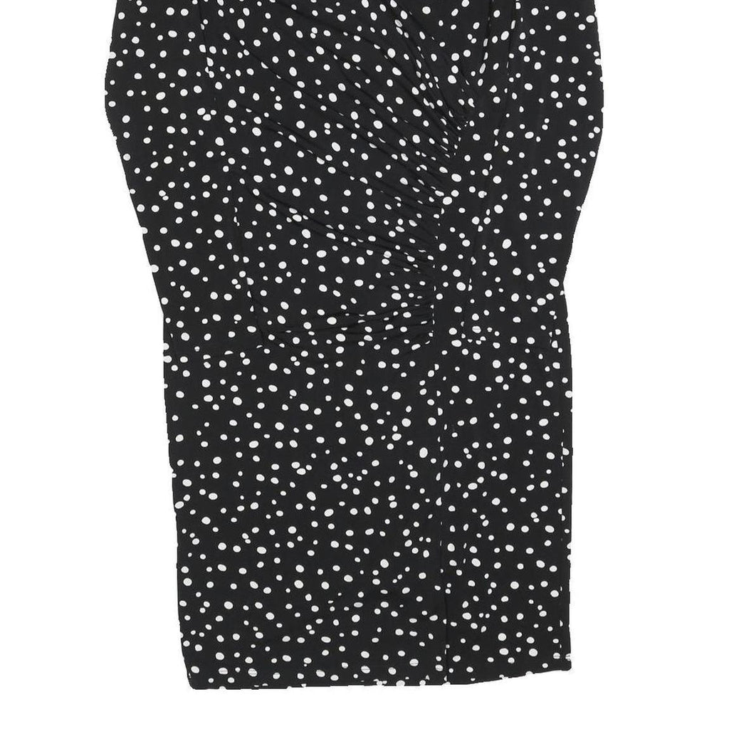 DKNY Womens Black & White Polka Dot Day Dress Polyester Blend Long Sleeve Knee