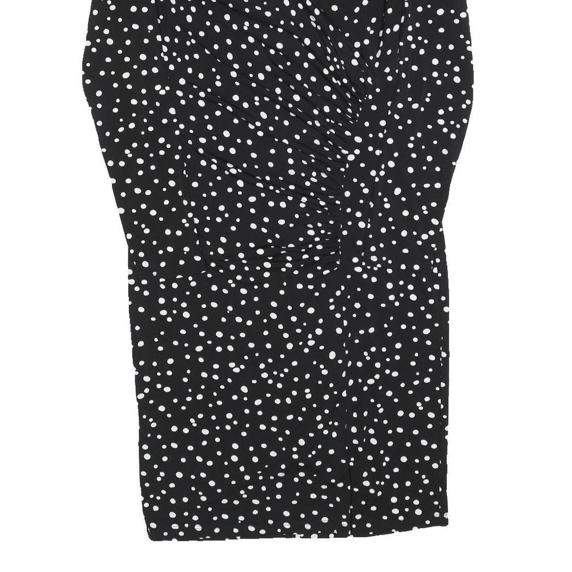 DKNY Womens Black & White Polka Dot Day Dress Polyester Blend Long Sleeve Knee