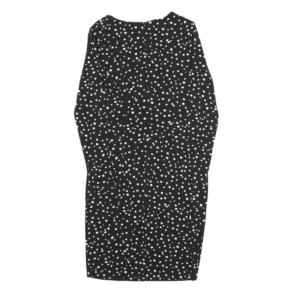 DKNY Womens Black & White Polka Dot Day Dress Polyester Blend Long Sleeve Knee