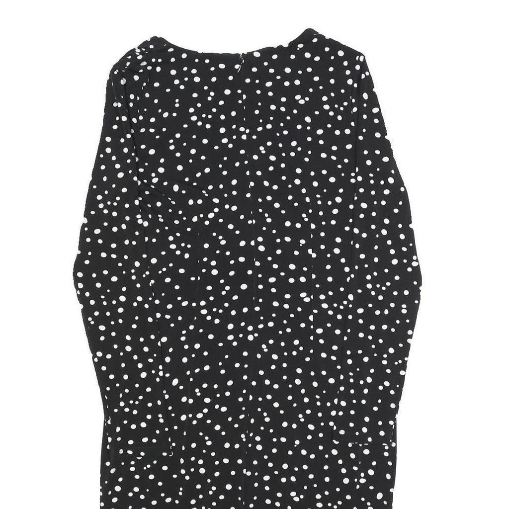 DKNY Womens Black & White Polka Dot Day Dress Polyester Blend Long Sleeve Knee