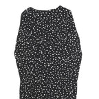 DKNY Womens Black & White Polka Dot Day Dress Polyester Blend Long Sleeve Knee