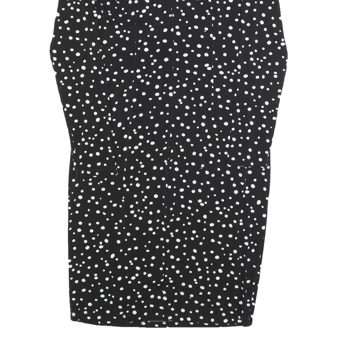 DKNY Womens Black & White Polka Dot Day Dress Polyester Blend Long Sleeve Knee