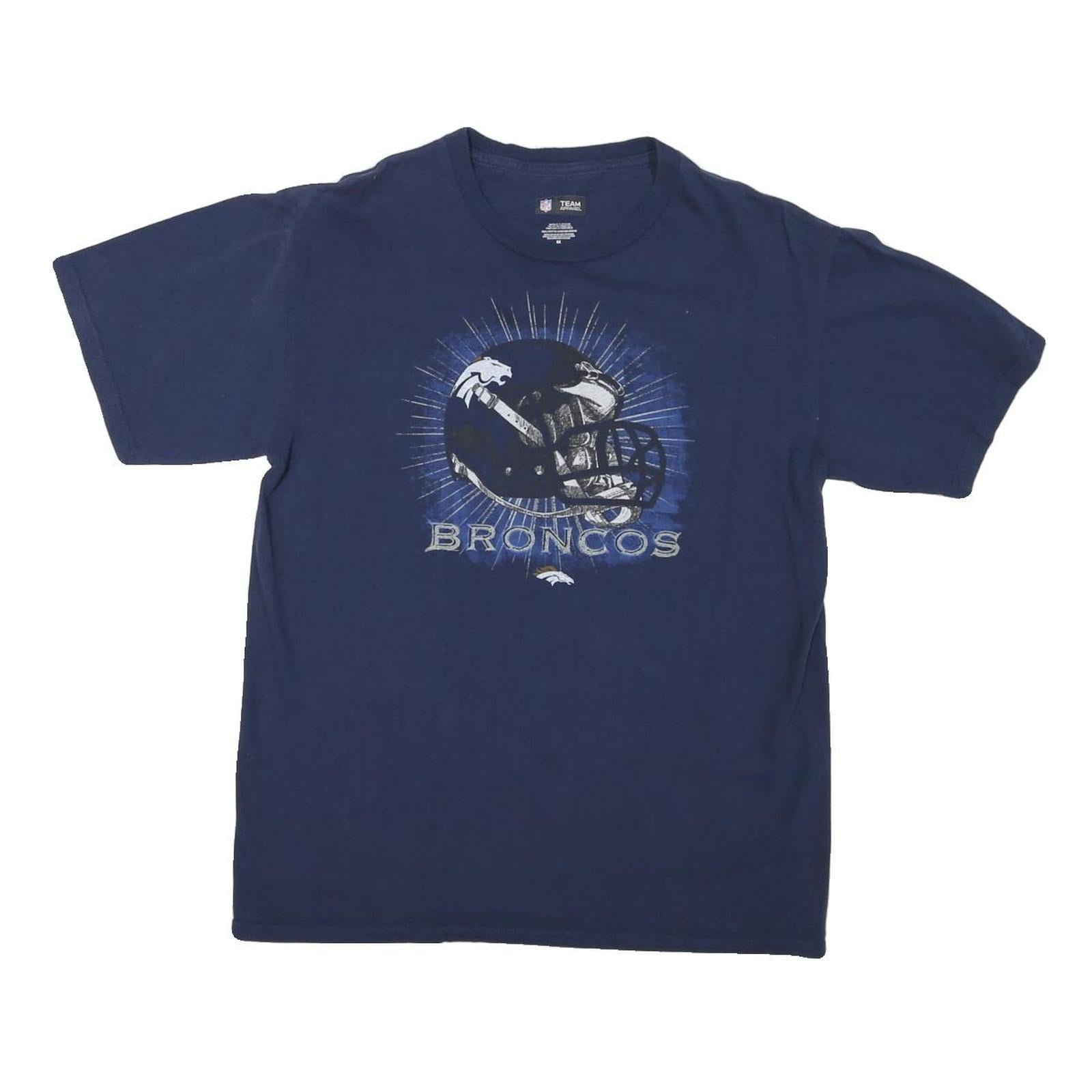 NFL Mens Blue Denver Broncos Graphic T-Shirt M Short Sleeve Crew Neck Football