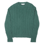 AMAZON ESSENTIALS Mens Green Cable Knit Jumper Crew Neck Regular XL Cotton Blend