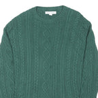 AMAZON ESSENTIALS Mens Green Cable Knit Jumper Crew Neck Regular XL Cotton Blend