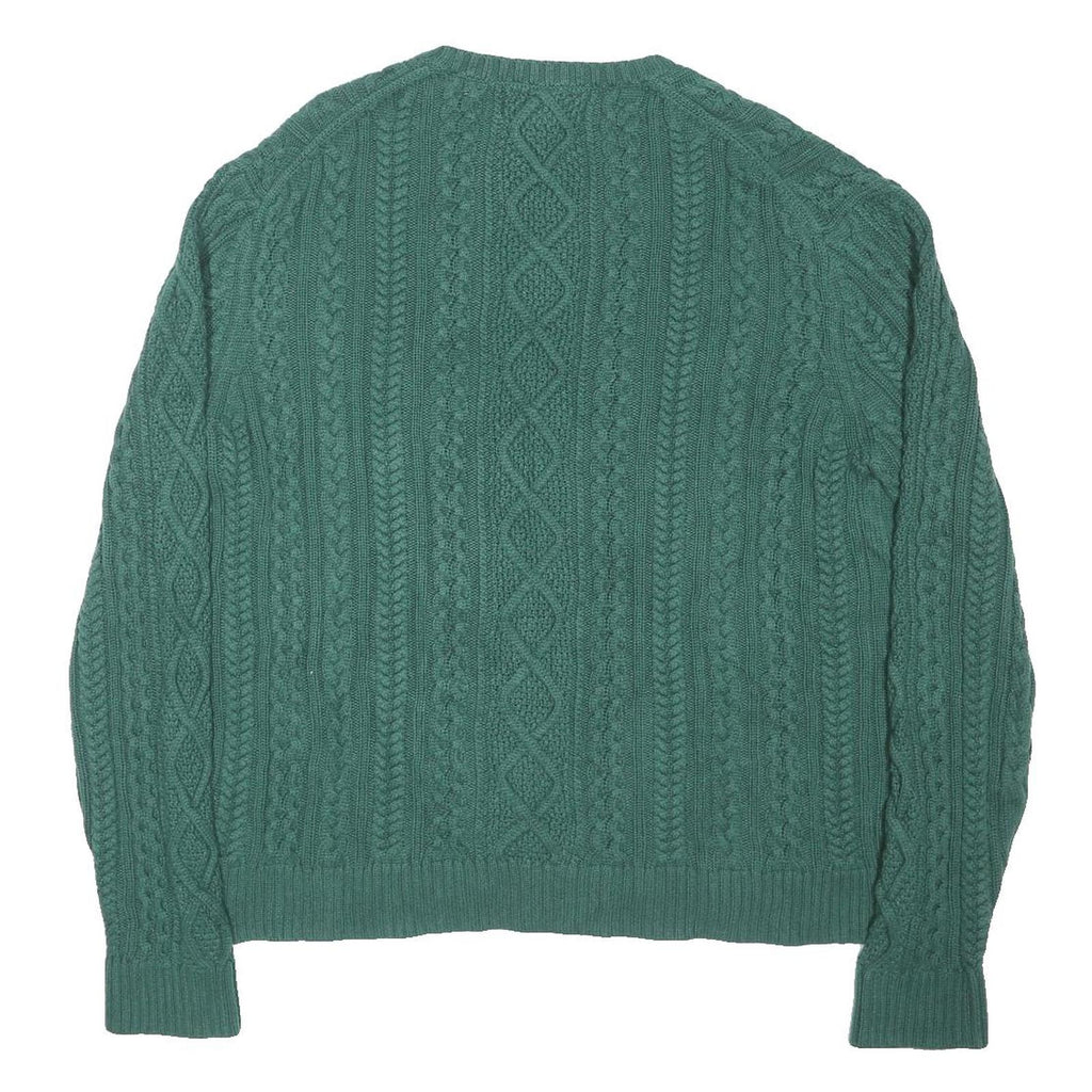 AMAZON ESSENTIALS Mens Green Cable Knit Jumper Crew Neck Regular XL Cotton Blend