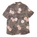 Womens Beige & Pink Printed Short Sleeve Button Neck Polyester Blend Top L