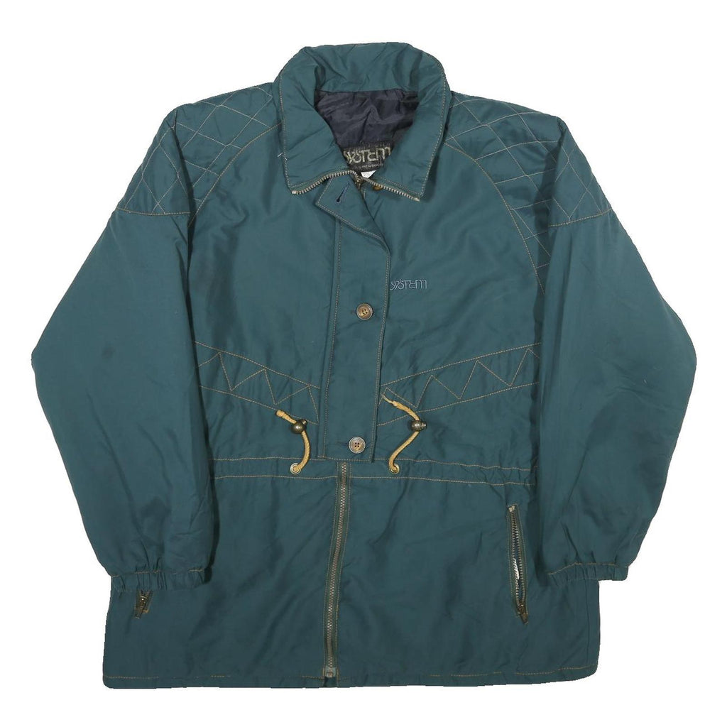 SYSTEM Womens Green Zip Jacket UK 20 Nylon Plain Winter Outdoor Casual