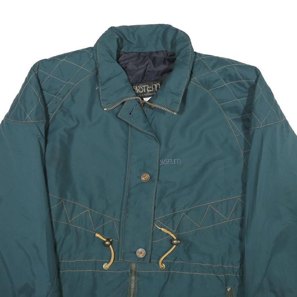 SYSTEM Womens Green Zip Jacket UK 20 Nylon Plain Winter Outdoor Casual