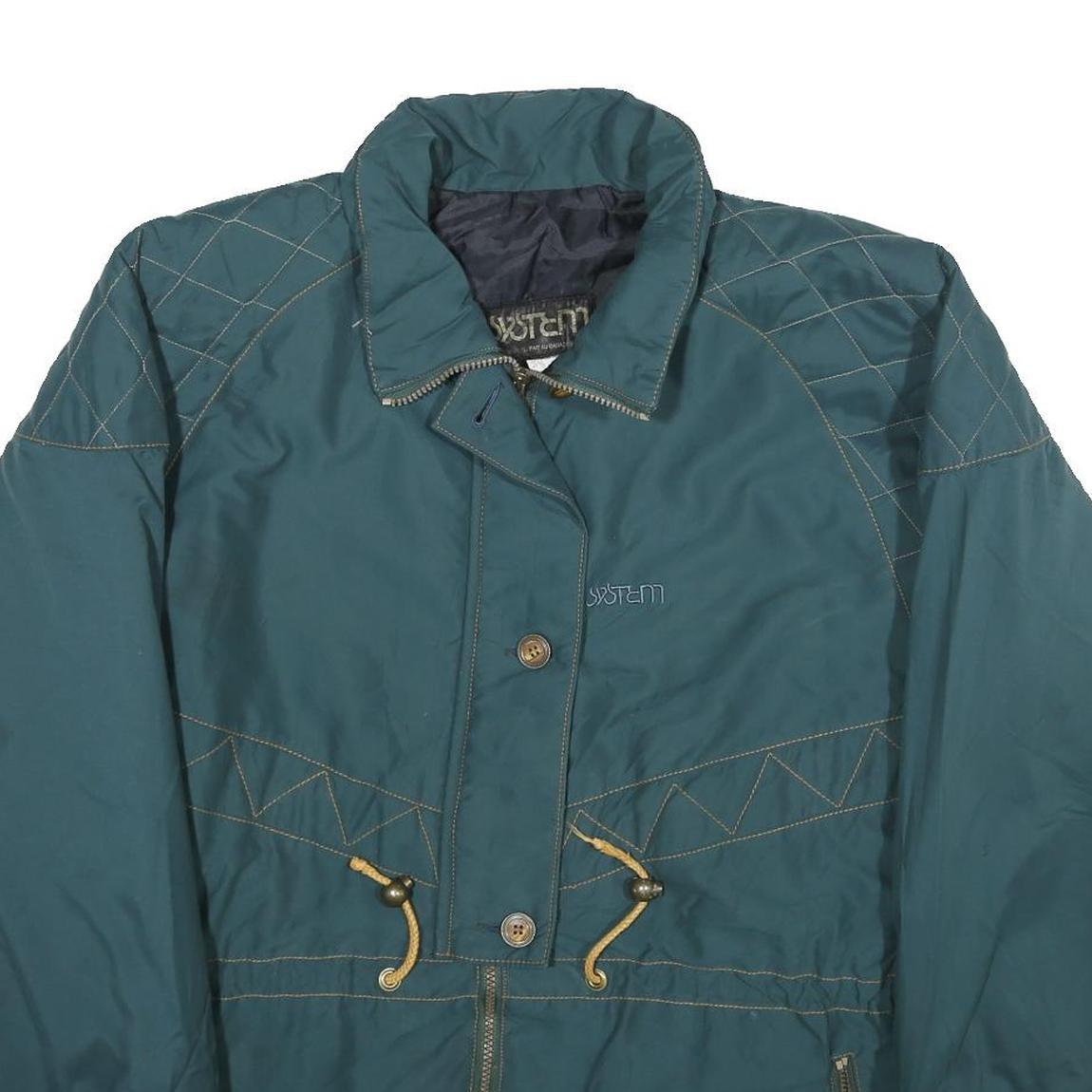 SYSTEM Womens Green Zip Jacket UK 20 Nylon Plain Winter Outdoor Casual