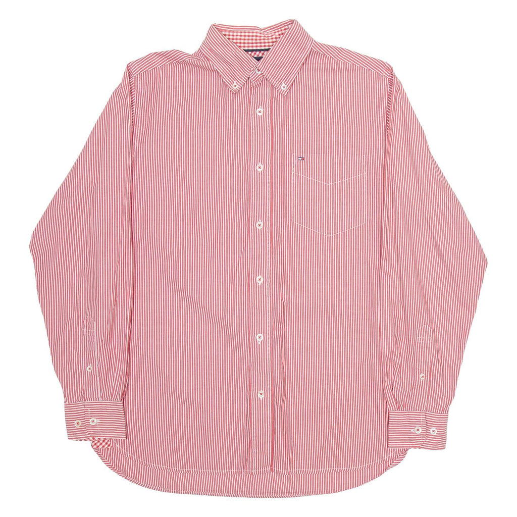 TOMMY HILFIGER Mens Shirt Red Striped Long Sleeve S