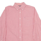 TOMMY HILFIGER Mens Shirt Red Striped Long Sleeve S