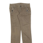 Womens Slim Fit Cotton Blend Khaki Trousers W30 L32 Casual Zip Pockets