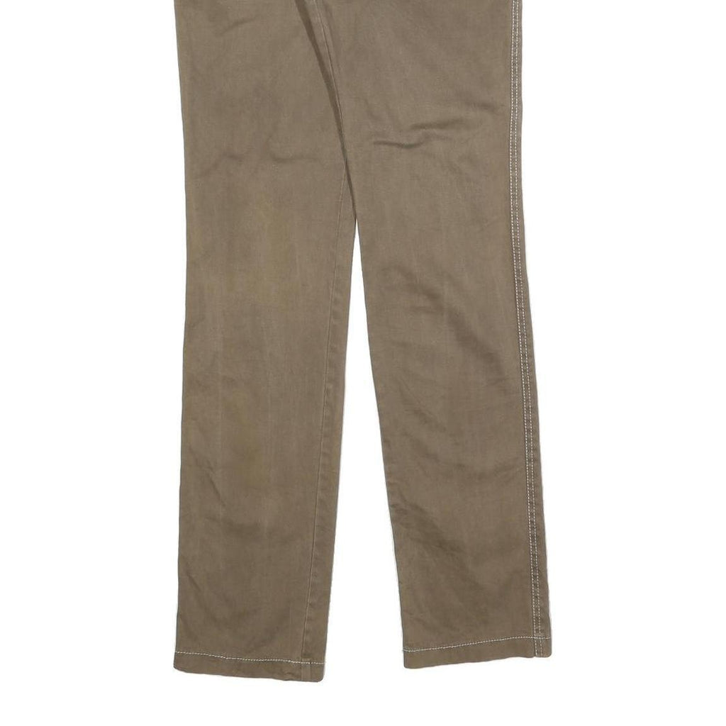 Womens Slim Fit Cotton Blend Khaki Trousers W30 L32 Casual Zip Pockets