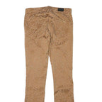 REISS Womens Polyester Blend Slim Trousers W28 L30 Tan Jacquard Floral Pattern