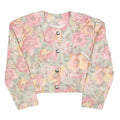 Womens Pink & Yellow Floral Cotton Blend Jacket M Button Plain Vintage Style
