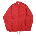 Mens Red Lightweight Nylon Button Jacket L Plain Casual Outerwear