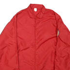 Mens Red Lightweight Nylon Button Jacket L Plain Casual Outerwear