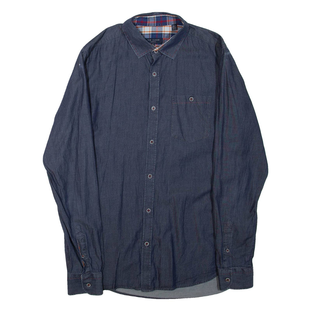 TED BAKER Mens Plain Shirt Blue Long Sleeve S