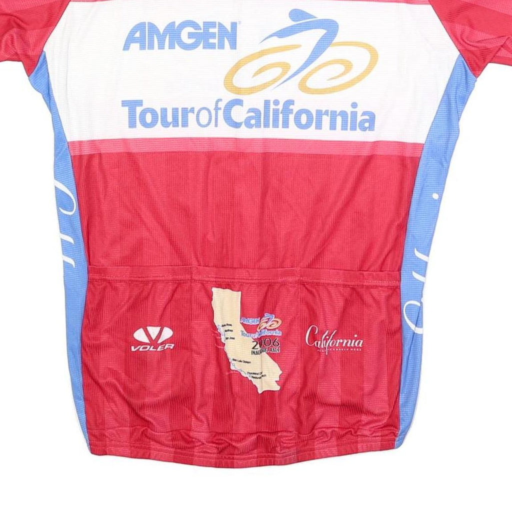 VOLER Mens Red & Blue Tour Of California Cycling T-Shirt L Short Sleeve Crew