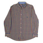 CHAPS Mens Blue & Red Check Shirt L Cotton Classic Button Down Casual