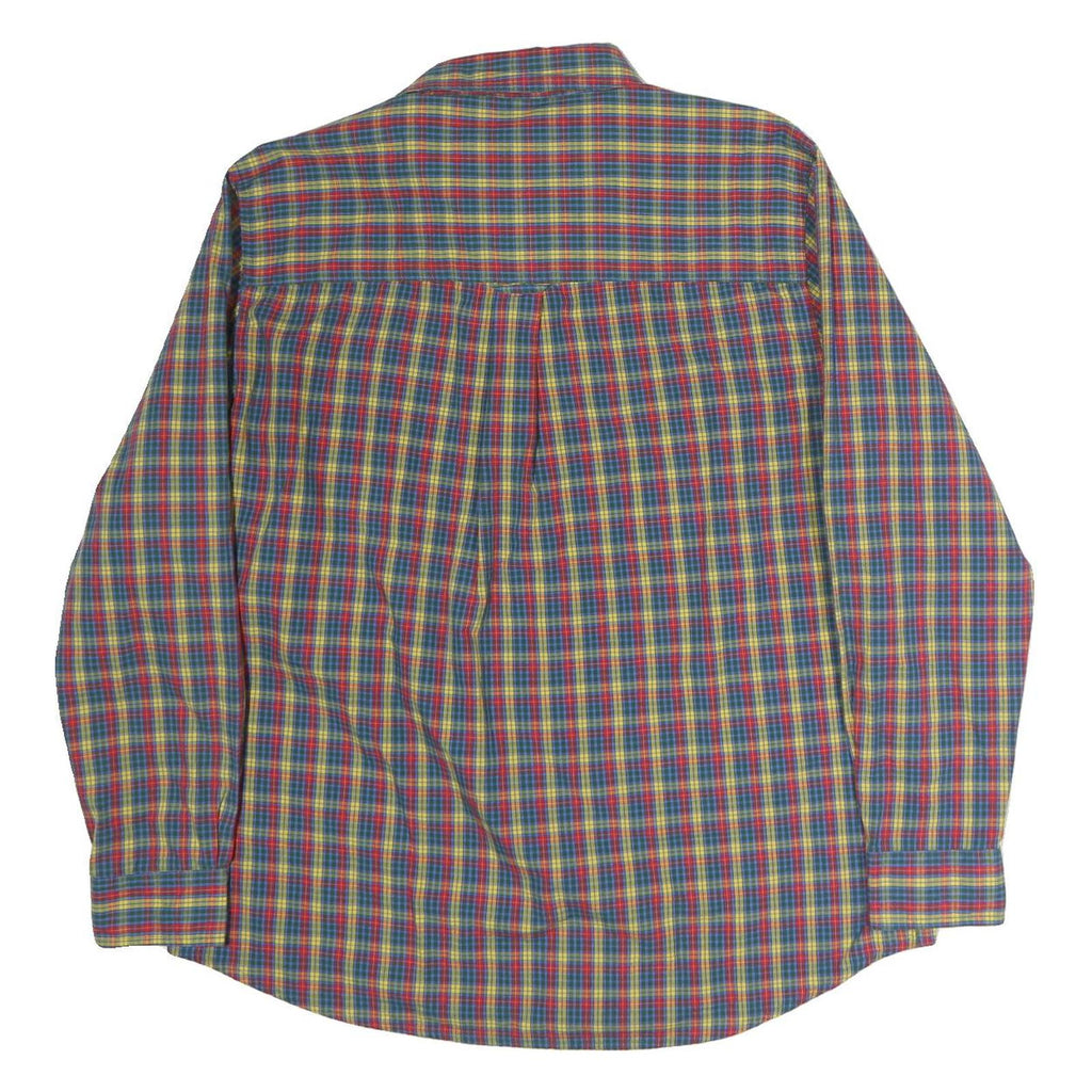 CHAPS Mens Blue & Red Check Shirt L Cotton Classic Button Down Casual