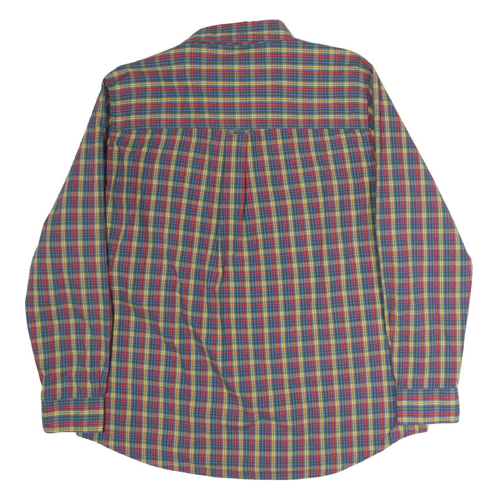 CHAPS Mens Blue & Red Check Shirt L Cotton Classic Button Down Casual