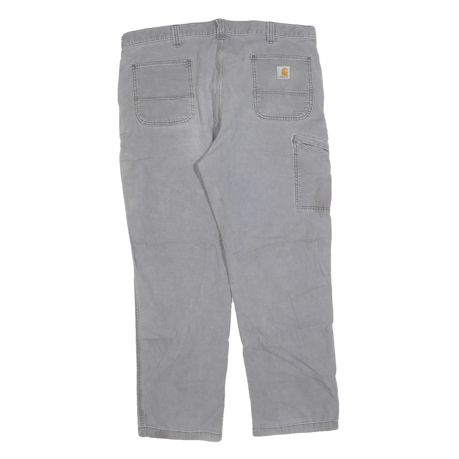 CARHARTT Mens Relaxed Fit Grey Cotton Blend Zip Trousers W42 L30 Workwear Casual