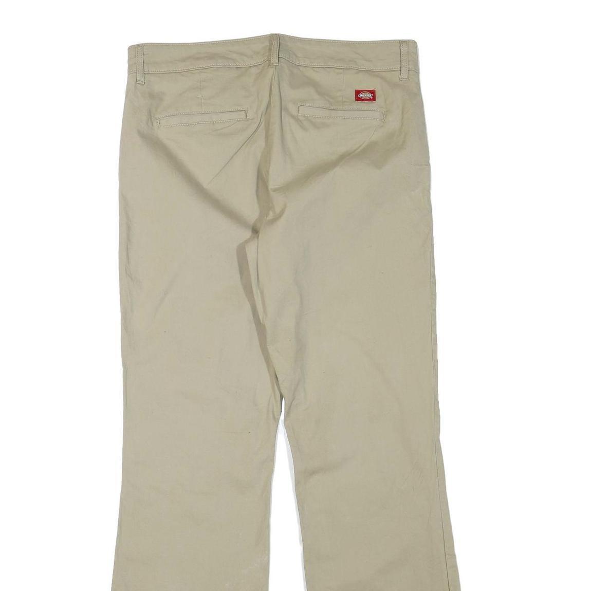 DICKIES Mens Beige Regular Fit Cotton Blend Trousers W34 L32 Workwear Zip