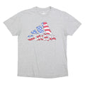 ADIDAS Mens Grey Cotton Blend T-Shirt M Short Sleeve Crew Neck Flag Logo Graphic
