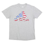 ADIDAS Mens Grey Cotton Blend T-Shirt M Short Sleeve Crew Neck Flag Logo Graphic