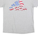 ADIDAS Mens Grey Cotton Blend T-Shirt M Short Sleeve Crew Neck Flag Logo Graphic