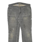 CARHARTT Womens Cotton Blend Grey Slim Slim Fit Straight Leg Trousers W33 L29