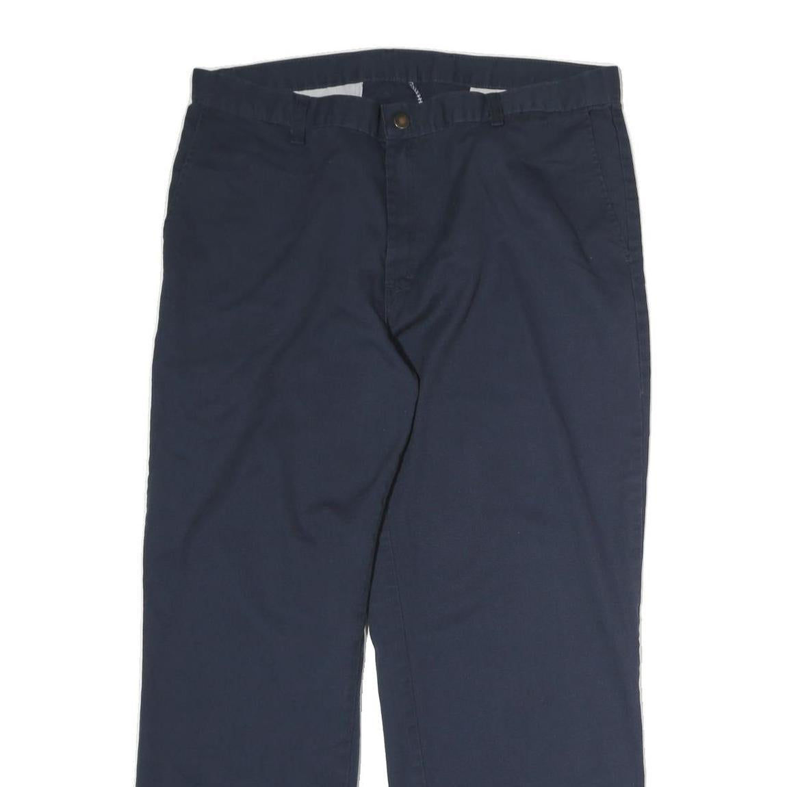 DICKIES Mens Cotton Blend Navy Regular Straight Trousers W36 L30 Workwear