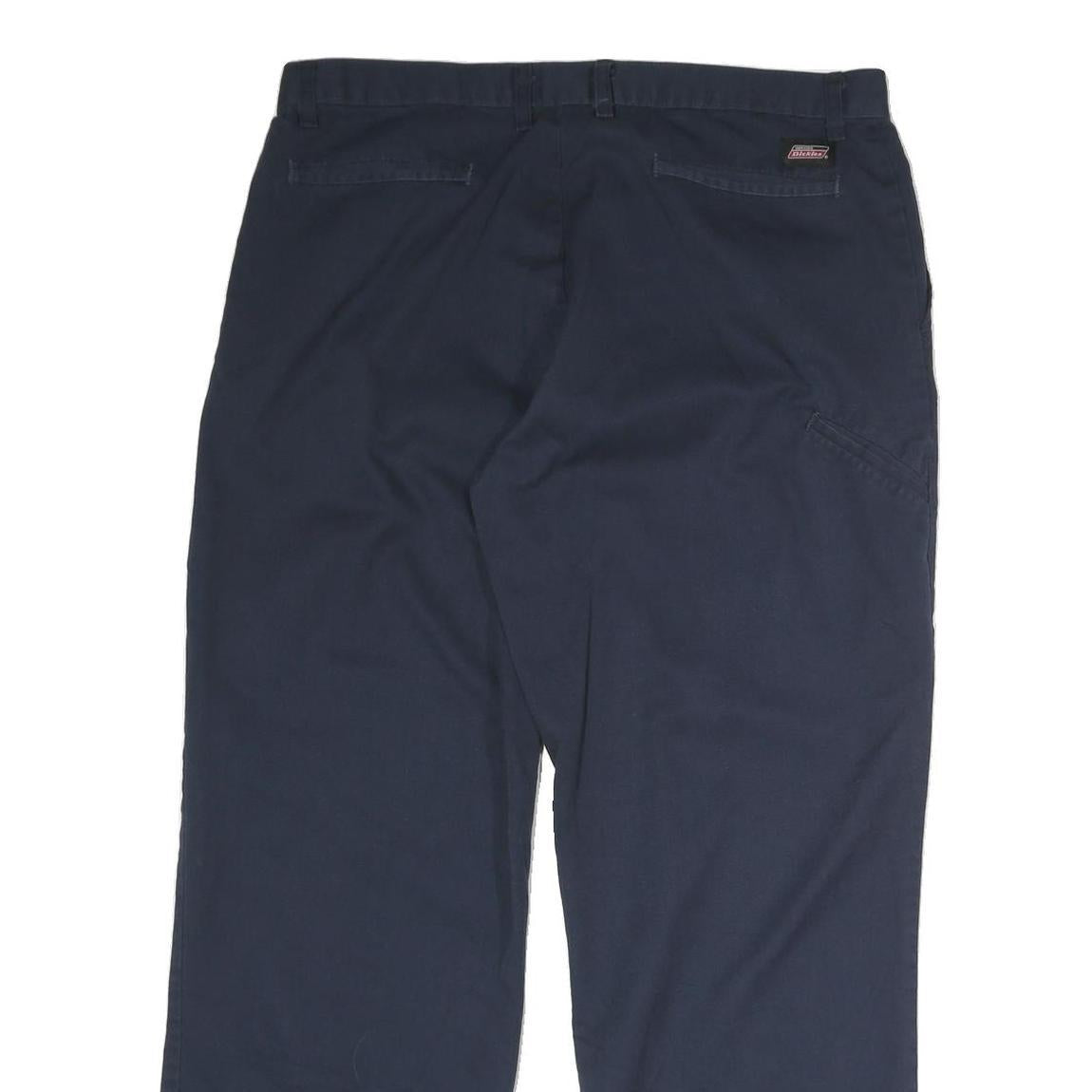 DICKIES Mens Cotton Blend Navy Regular Straight Trousers W36 L30 Workwear