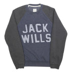 JACK WILLS Mens Blue & Grey Crew Neck XS Cotton Blend Sweatshirt Pullover