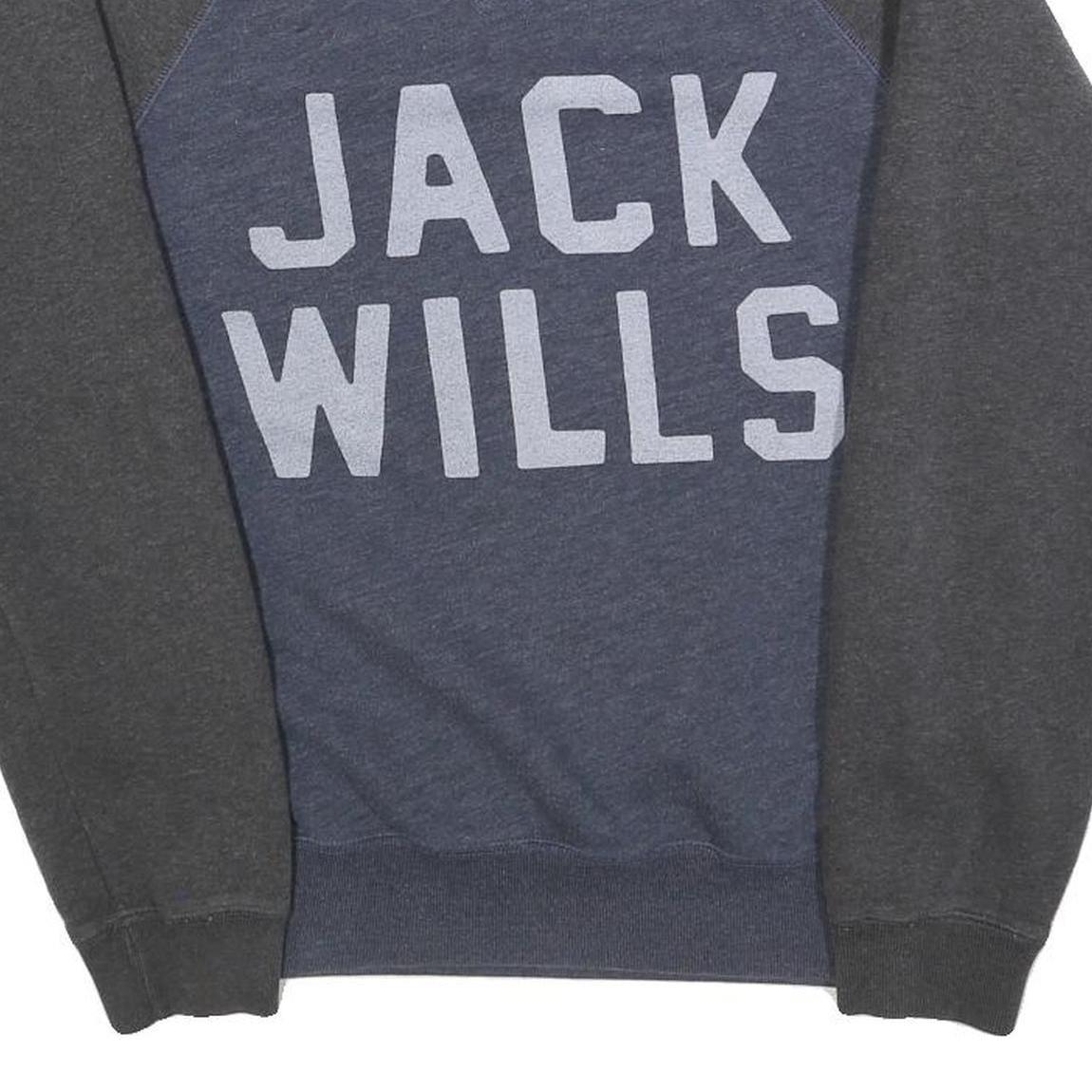 JACK WILLS Mens Blue & Grey Crew Neck XS Cotton Blend Sweatshirt Pullover