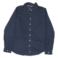 TOMMY HILFIGER Womens Navy Blue & White Polka Dot Shirt M Cotton Blend