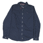 TOMMY HILFIGER Womens Navy Blue & White Polka Dot Shirt M Cotton Blend