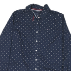 TOMMY HILFIGER Womens Navy Blue & White Polka Dot Shirt M Cotton Blend