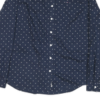 TOMMY HILFIGER Womens Navy Blue & White Polka Dot Shirt M Cotton Blend