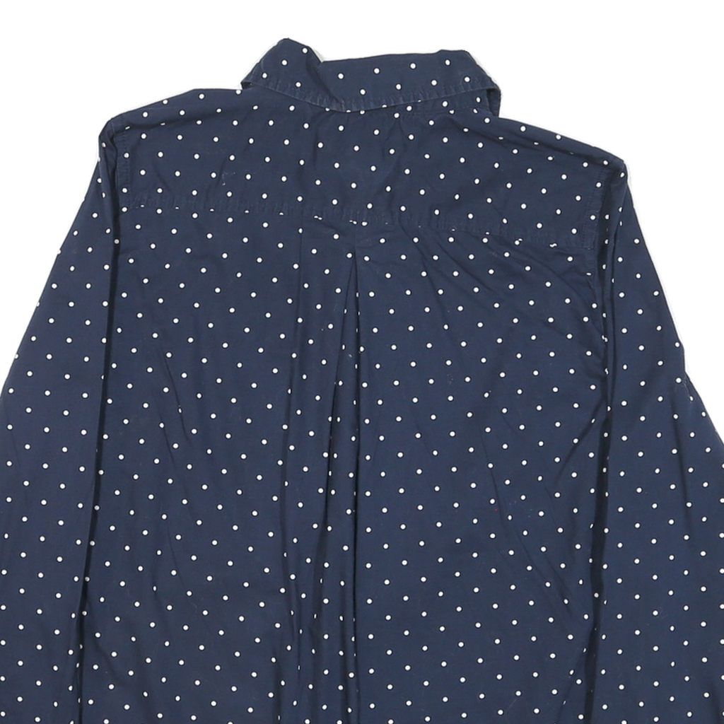 TOMMY HILFIGER Womens Navy Blue & White Polka Dot Shirt M Cotton Blend