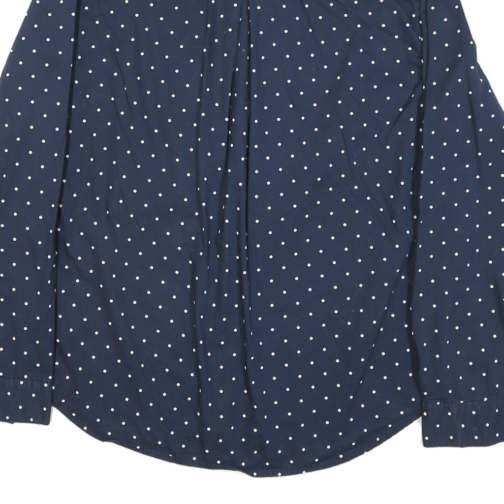 TOMMY HILFIGER Womens Navy Blue & White Polka Dot Shirt M Cotton Blend