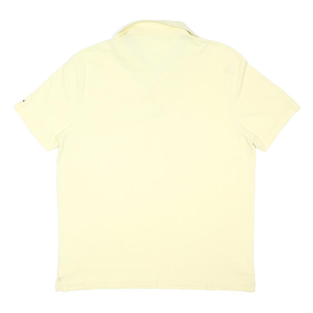 TOMMY HILFIGER Mens Cream Short Sleeve Plain Polo Shirt M Cotton Blend Casual